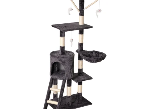 Árbol rascador gris azul, plataforma para gatos, torre de árbol para gatos