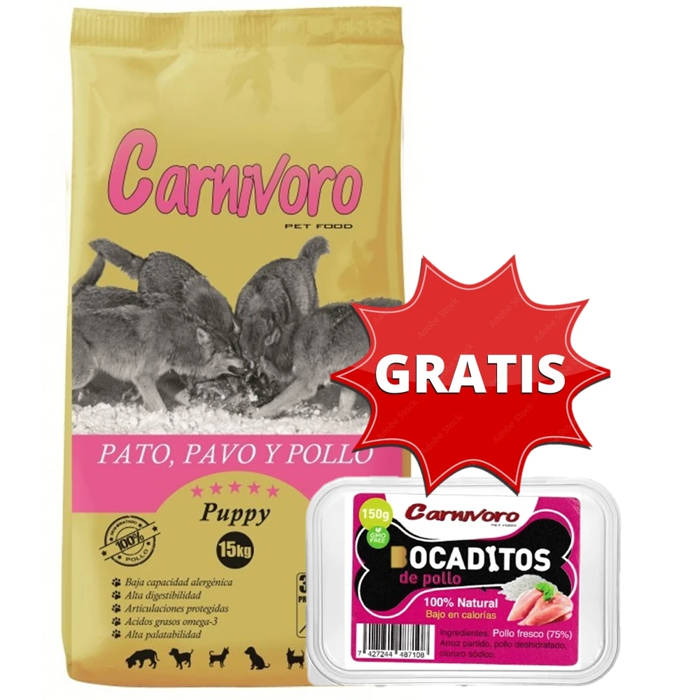CARNIVORO Puppy con pato pollo y pavo 15 Kilos comida para perros