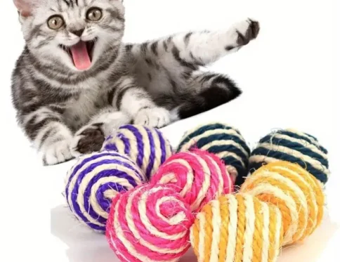 Variedades variadas de bolas de sisal naturales para rascar gatos