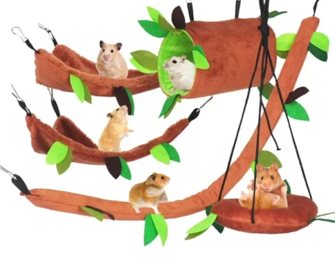 Hamster Ropeway Nest Forest Hamaca Peluches Hoja Túnel Juguete