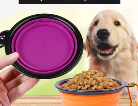 Cuenco de silicona plegable para mascotas, plegable, grande, para perros