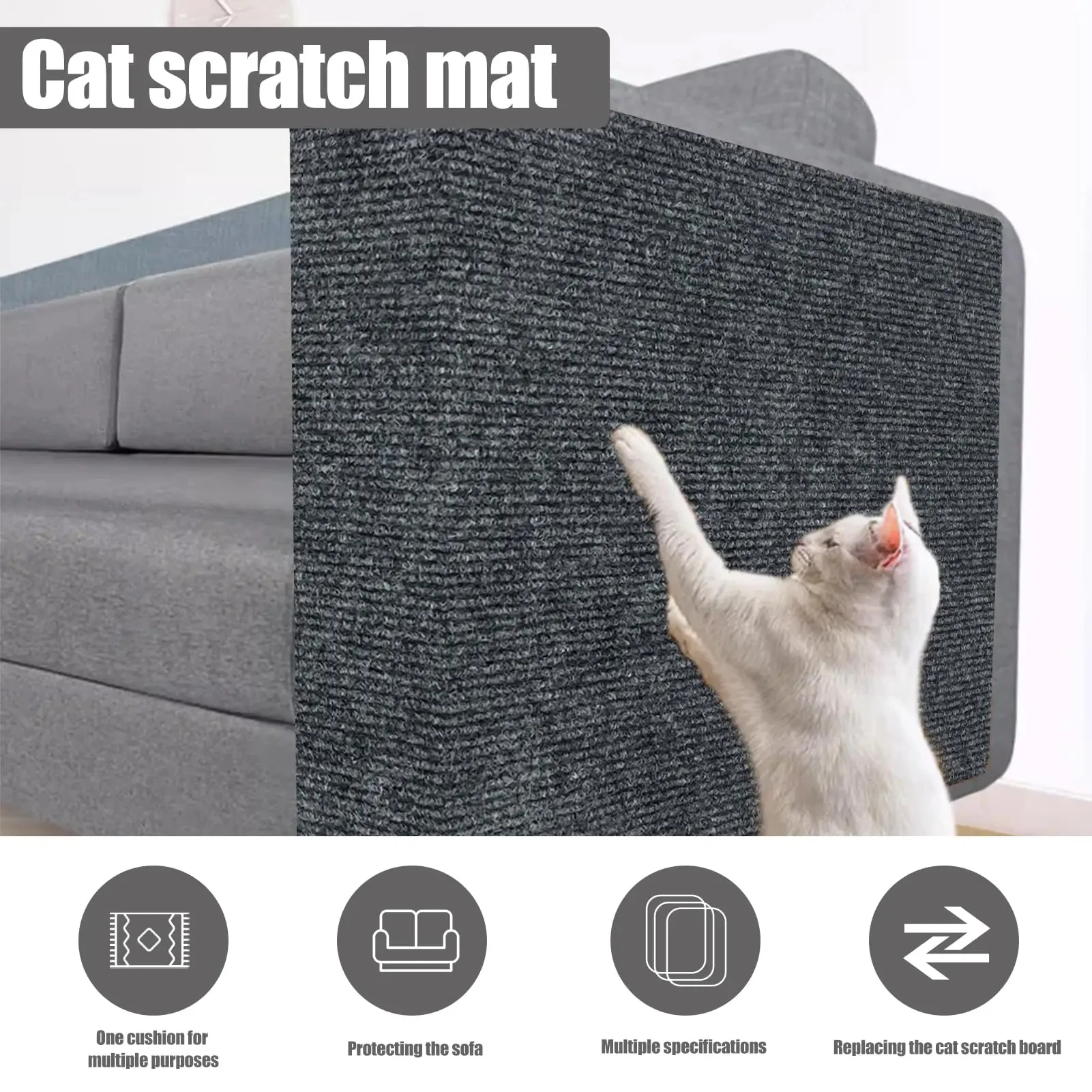 Alfombrilla para rascar gatos, alfombra antipared para gatos con muebles autoadhesivos para mascotas
