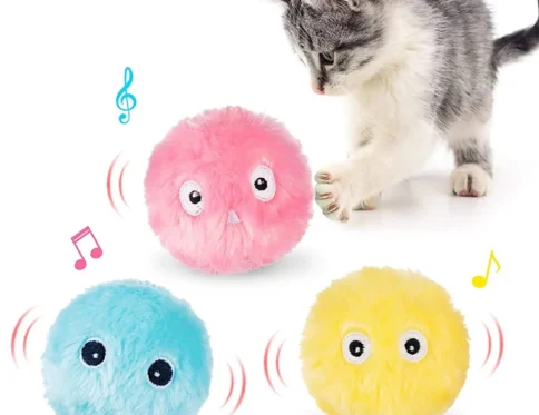 Juguete eléctrico para gatos, bola interactiva, juguetes chirriantes con hierba gatera