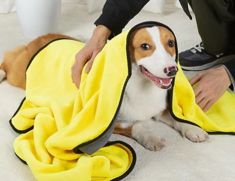 Toalla absorbente para mascotas, toalla de baño para perros, toalla de baño gruesa grande de secado rápido fuerte