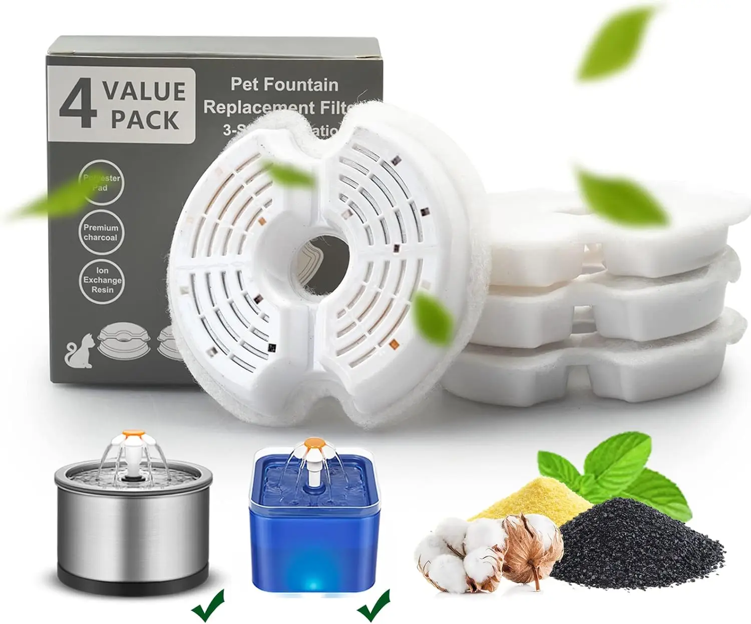 Filtros de algodón de carbón activado reemplazados para perros y gatos