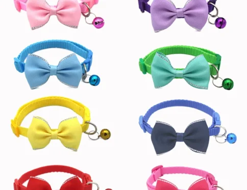 Collares de campana con lazo para mascotas Collar de gato lindo