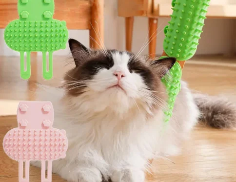 Peine de masaje para depilación de gatos, cepillo para rascar y frotar