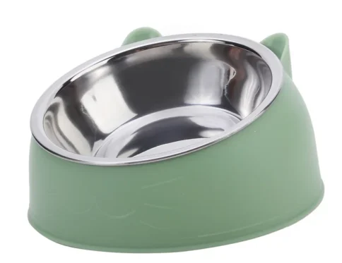 Cuenco para perros y gatos, cuenco para gatos de acero inoxidable inclinado 15 grados, salvaguardia