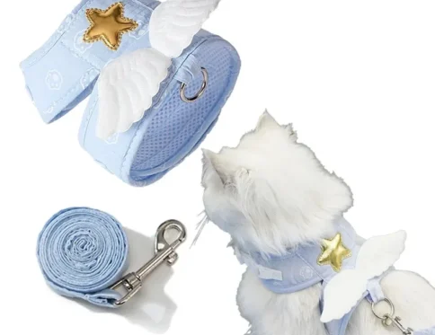 Arnés del chaleco del ala del ángel del animal doméstico con el arnés del perro del gato de la correa