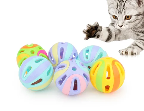 Campana aleatoria, bola de plástico, juguete para gato, empalme colorido, accesorio de juguete para mascotas