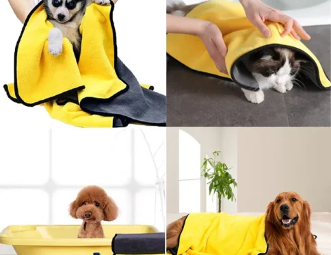 Toallas de secado rápido para perros y gatos, toallas de fibra suave, baño absorbente
