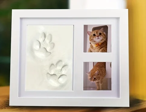 Kit de recuerdo y marco de fotos con huella de mascota para perro o gato
