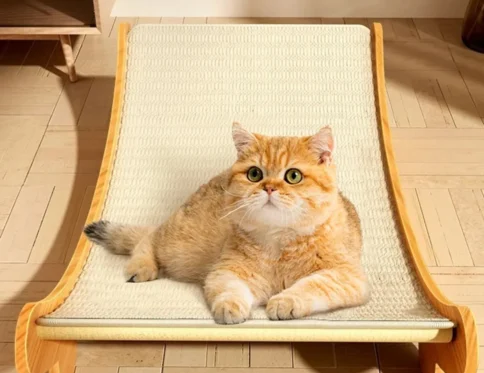 Almohadillas para rascar gatos de madera, cama para dormir para gatos multifunción