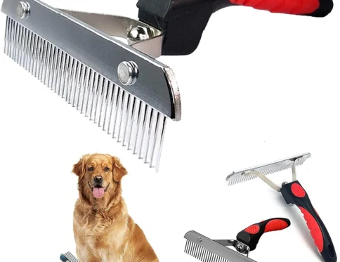 Cepillo de aseo rastrillo de pelo largo cepillo para mascotas con mango antideslizante peine de acero