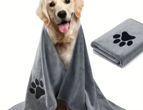 Toalla de baño para mascotas de microfibra bordada súper suave absorbente de secado rápido