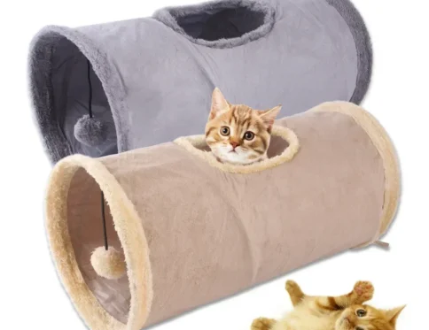 Túnel plegable para gatos, tela de ante, juego de cachorros y conejos