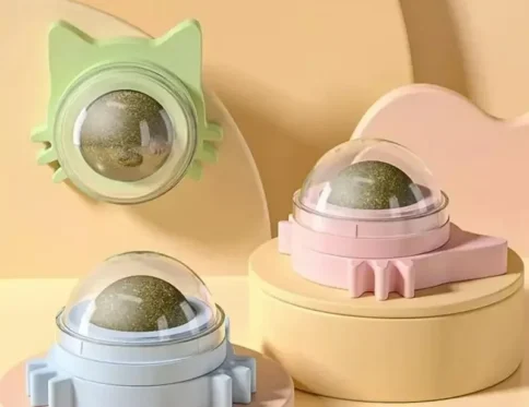 Bola adhesiva de pared para gatos con hierba gatera, menta Natural, promueve la digestión del gato