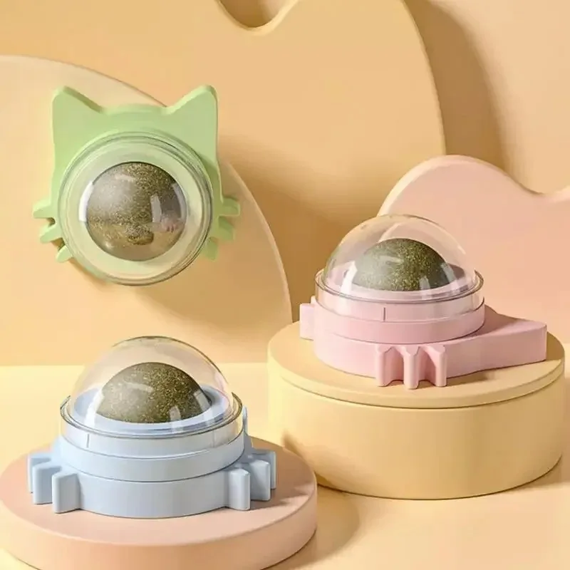 Bola adhesiva de pared para gatos con hierba gatera, menta Natural, promueve la digestión del gato