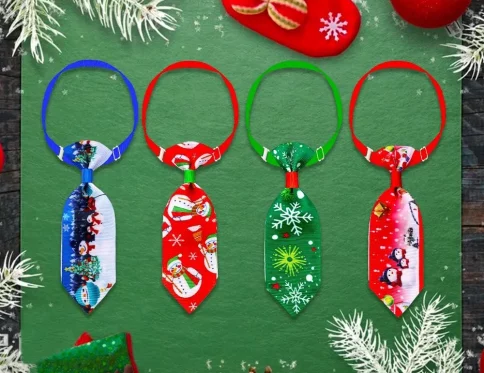 Corbata navideña ajustable para mascotas, estilo festivo y elegante