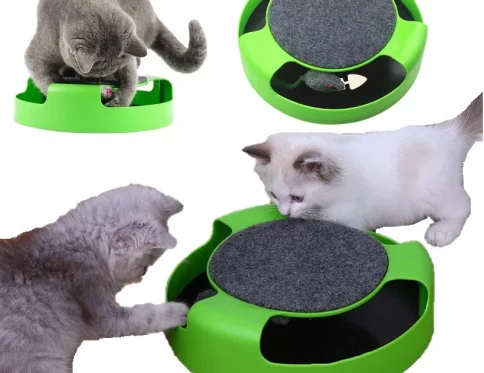 Juguete de ratón giratorio, pista interactiva para gatos