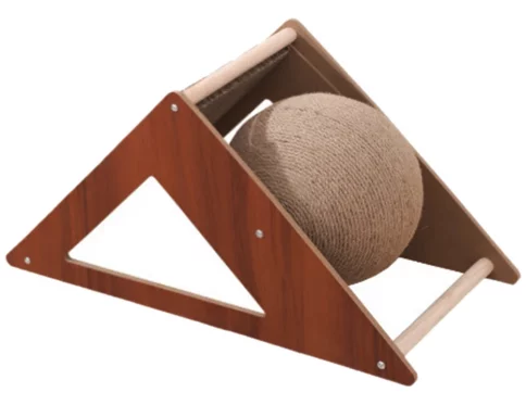 Pelota rascadora con poste triangular de sisal para gatitos