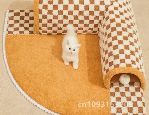 Nido de túnel para gatos, cama lavable extraíble cálida para invierno, refugio cerrado, suministros para mascotas