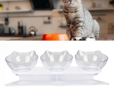 Cuencos dobles con soporte elevado, protección cervical, antideslizantes