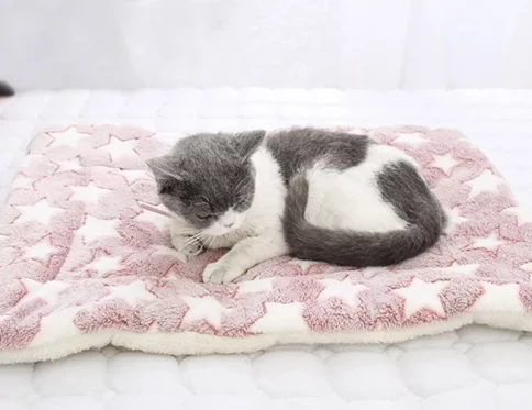Alfombrilla de franela para gatos, cama cálida y cómoda