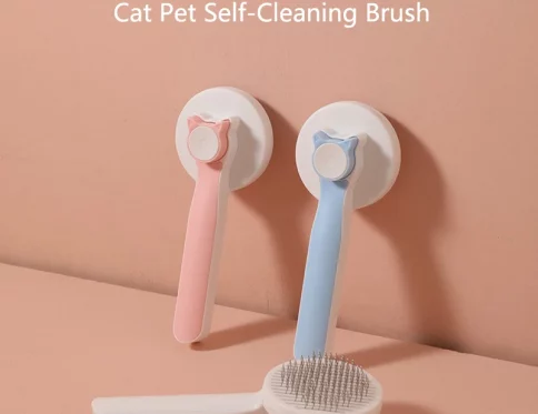 Peine flotante de autolimpieza para gatos, masajeador de pelo